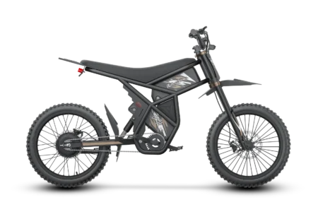 GT73 Pro, Top Speed 50mph (75 km/h), 173mi (278 km) Range, 2160Wh (60V 18Ah ×2), 56kg, 25”×3.0” — Off-Road E-Moto